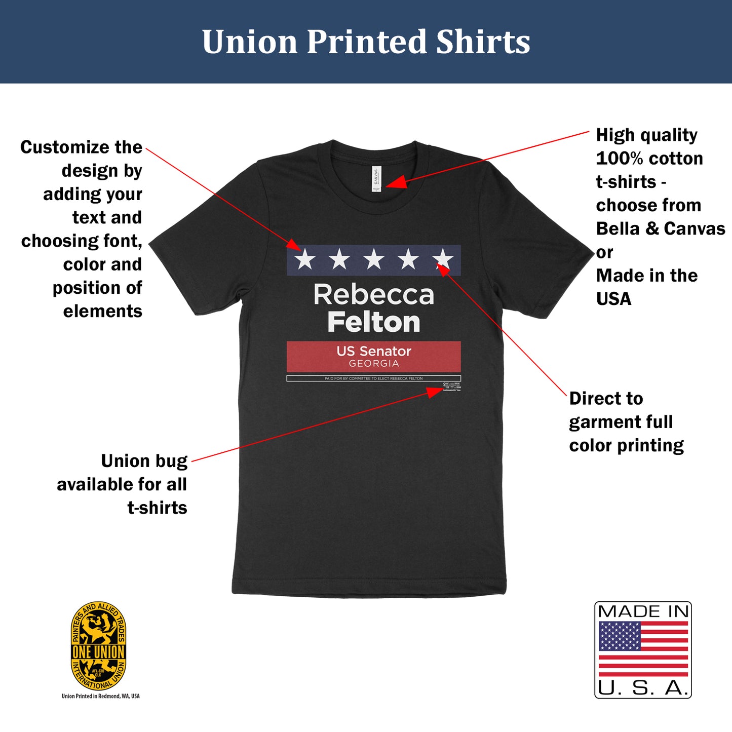 MerchBlue Union-Printed Custom T-shirt - Stars Above Design