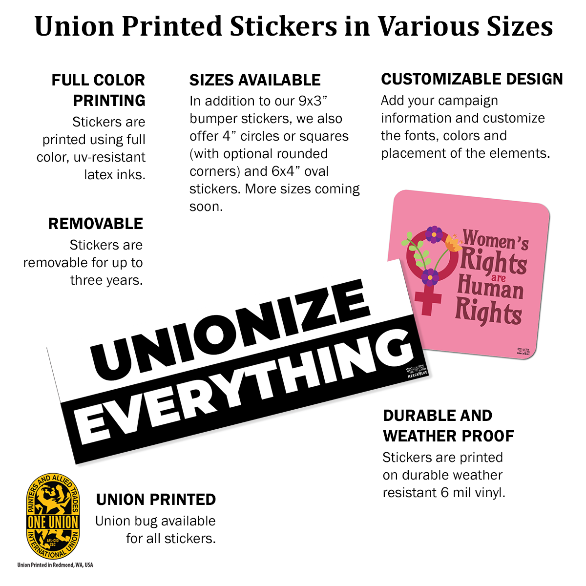 MerchBlue Union-Printed Square Sticker - 4x4" - Custom Image