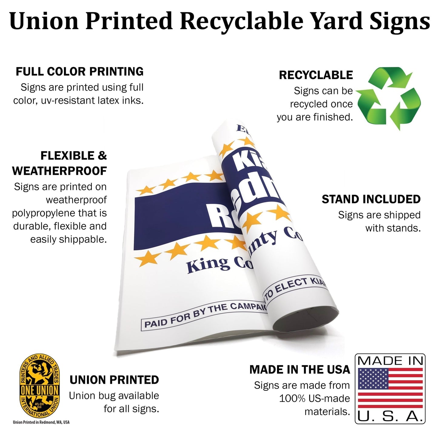 MerchBlue Union-Printed Yard Sign - 24x18 - Text Blocks design - Recyclable - Made in the USA