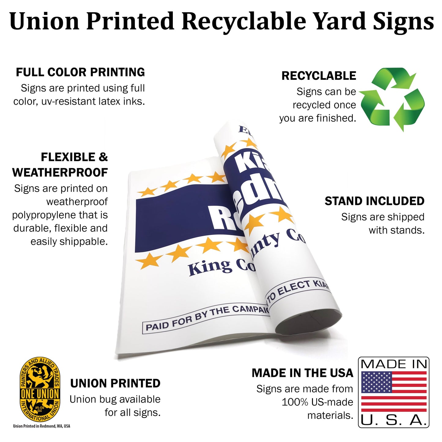 MerchBlue Union-Printed Yard sign - 24x18 - Stars Above design - Recyclable - Made in the USA